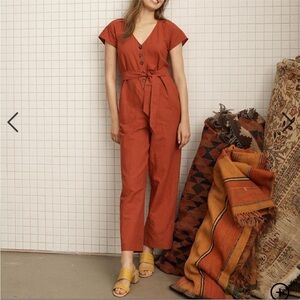 Madewell || Short Sleeve Button Front Jumpsuit Size 12